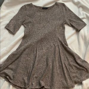 Tan colored flowy sweater dress